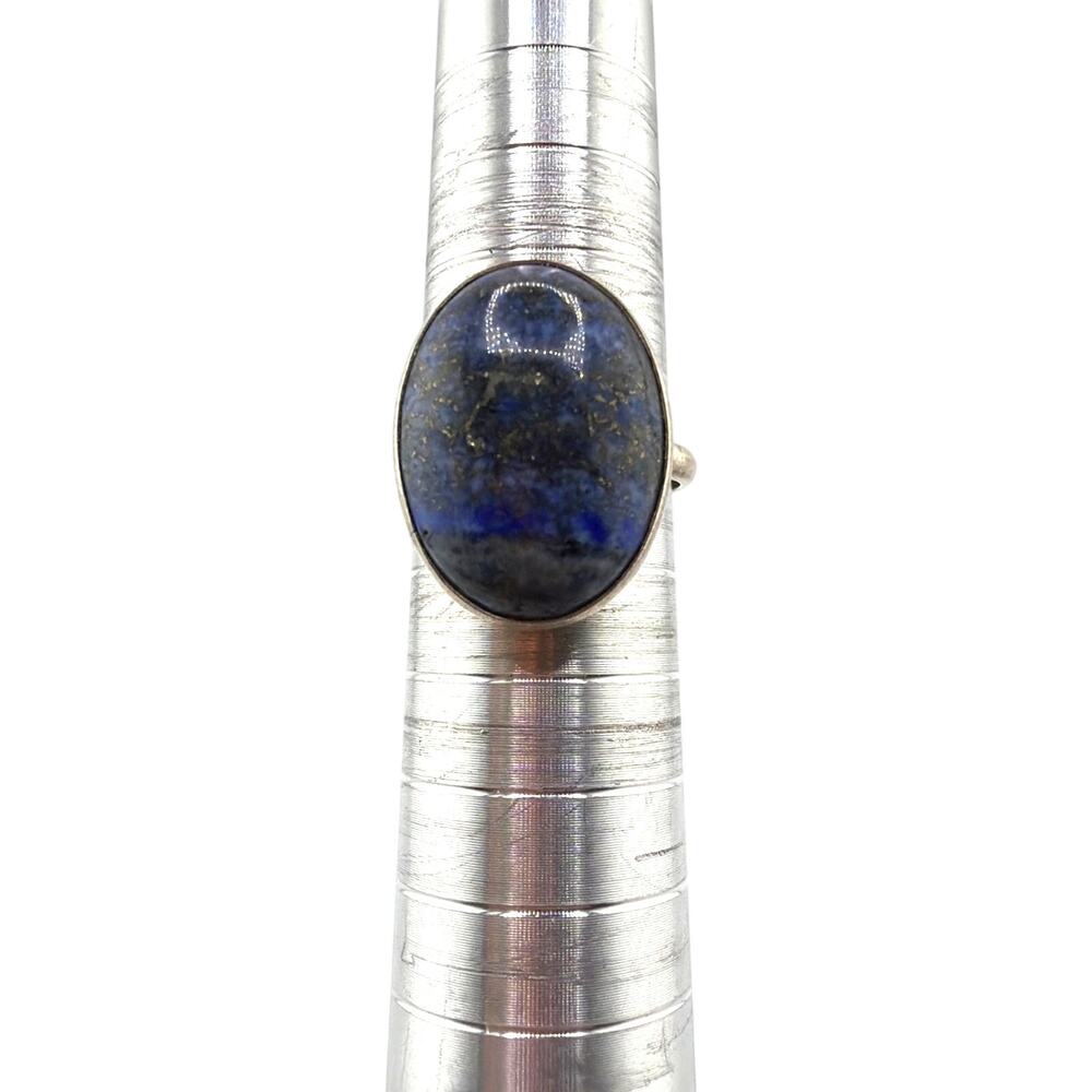 Large Oval Lapis Lazuli Sterling Silver Artisan Statement Ring size 7